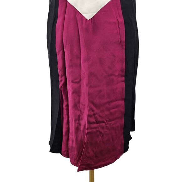 New Jay Godfrey Size 8 All Silk Color Block Dress Deep V-Neck Racerback USA - Picture 12 of 13